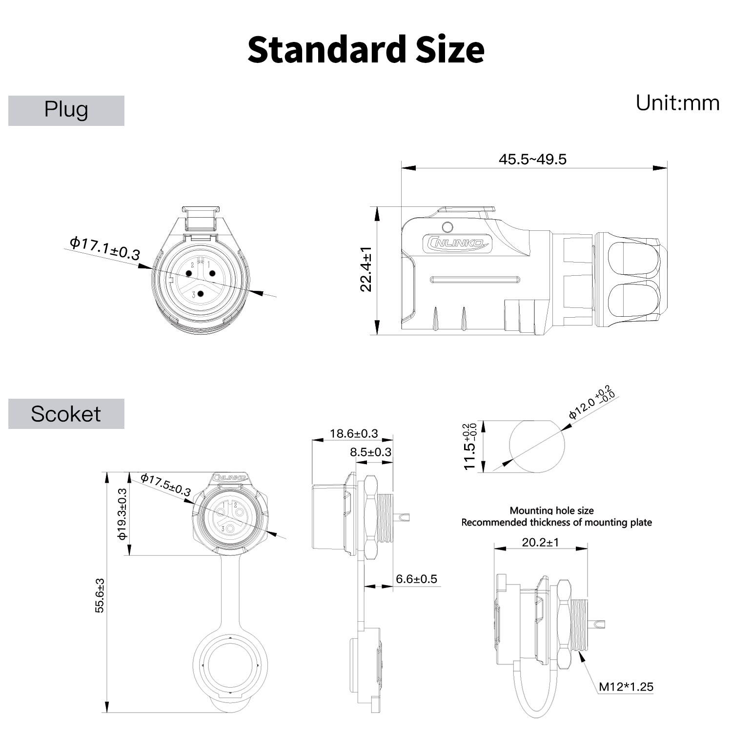 Conector Circular CNLINKO M12  - Heavy Equipment Grinder avaliação e preço